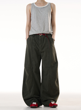 MADWITCH美式高街裁剪解构休闲裤男女宽松阔腿设计感工装弯刀裤潮