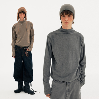 MADWITCH美式简约半高领长袖毛衣