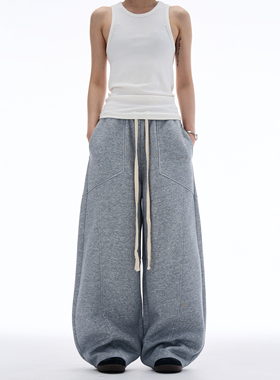 MADWITCH复古运动休闲弯刀卫裤男女宽松美式慵懒松弛感阔腿裤子潮