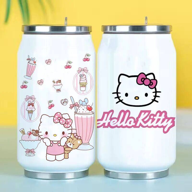 Hello Kitty凯蒂猫保温杯2025年新款304吸管学生专用易拉罐水杯