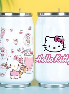 Hello Kitty凯蒂猫保温杯2025年新款304吸管学生专用易拉罐水杯