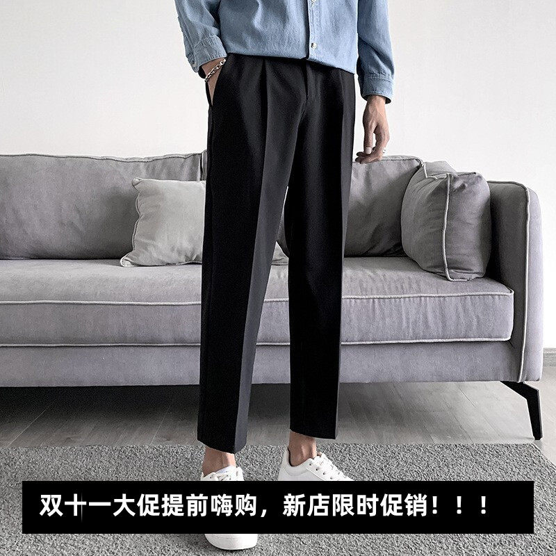 高智穿搭经典款休闲九分正装西裤男小脚高级感痞帅潮流西装裤男士