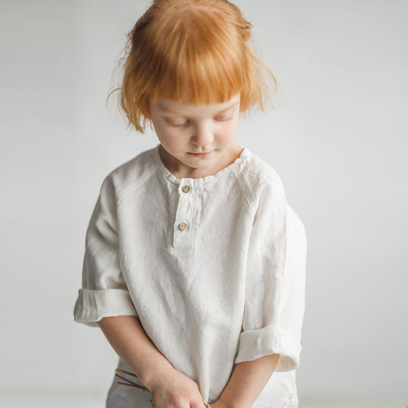 秋季新款苎麻长袖衬衫男女童圆领宽松上衣宝宝白色衬衣娃娃衫童装,童装/婴儿装/亲子装,衬衫,淘宝优惠券,粉丝福利购,淘宝优惠卷