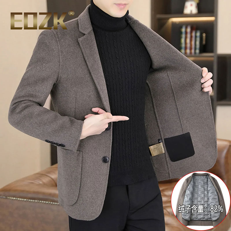 Eozk高档羊毛呢子西装外套男士2026秋冬新款加厚保暖短款毛呢大衣