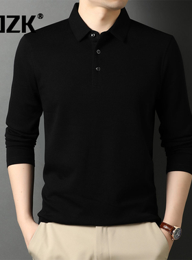 Eozk Trendyy商务翻领长袖t恤男士2025春季新时尚休闲中年男士Pol
