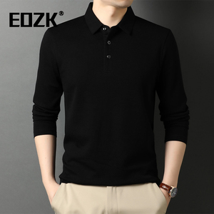 Eozk Trendyy商务翻领长袖t恤男士2025春季新时尚休闲中年男士Pol