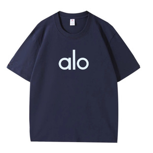 ALO夏季纯棉短袖T恤男情侣女宽松薄款百搭打底衫显瘦户外清新上衣