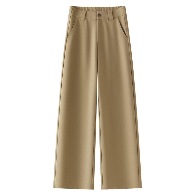 卡其色窄版直筒裤子女2025新款秋季高腰休闲阔腿裤九分垂感西装裤,女装/女士精品,休闲裤,淘宝优惠券,粉丝福利购,淘宝优惠卷