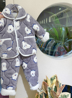 儿童睡衣男女童冬季棉服夹棉加绒