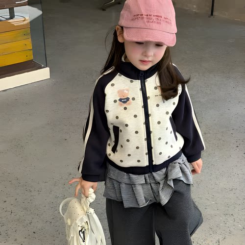 女童开衫加绒卫衣卫裤套装