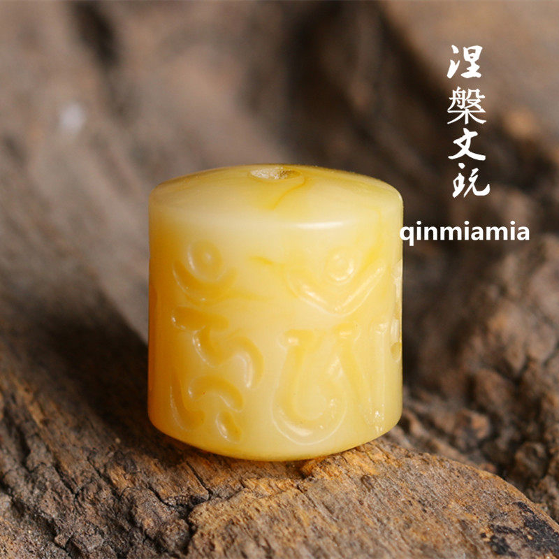 天然波罗的海琥珀蜜蜡金珀六字真言桶珠隔珠散珠DIY菩提珠宝饰品