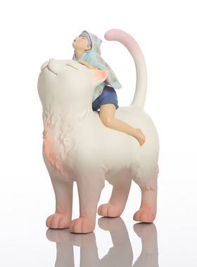 白夜童话猫将军果冻装摆件贾晓鸥艺术品乔迁新居书房装饰品送女生