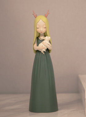 白夜童话晚安兔艺术品摆件创意客厅玄关现代简约女孩书房装饰品