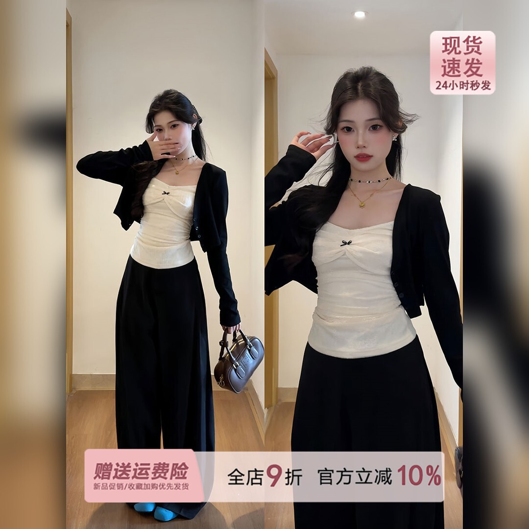 miu系蝴蝶结蕾丝花边吊带背心女夏季内搭辣妹外穿性感抹胸bm上衣