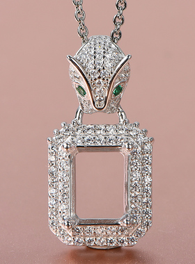 轻奢豹头S925银吊坠托长方7*9mm