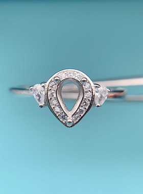 镶嵌4*6戒指空托精工S925纯银