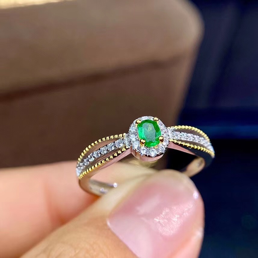 新款925银镀金双色戒指空托高贵奢华镶嵌椭圆3*4mm碧玺彩宝红蓝宝