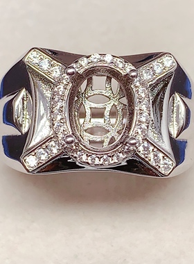 时尚男士7*9mm指环戒指空托