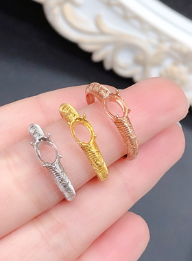 S925纯银戒指空托时尚拉丝设计款