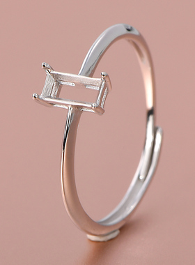 S925银戒指空托长方3*63*85*6mm