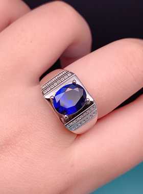 纯银戒指空托男款时尚大气镶嵌