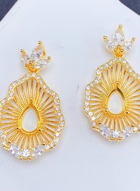 豪华贝壳S925银吊坠托椭圆5*7mm