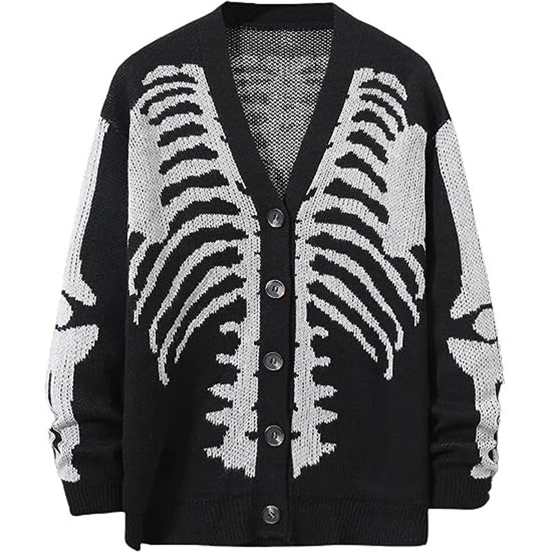 跨境外贸欧美亚马逊秋冬毛衣外套 新款提花万圣节针织开衫女