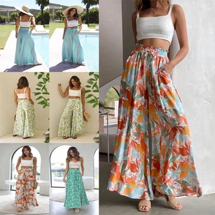 独立站 长裤 亚马逊 宽松休闲时尚 女 休闲阔腿爆款 欧美春夏季