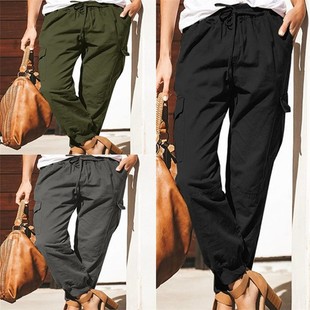 长裤 口袋工装 纯色休闲时尚 欧美独立站女装