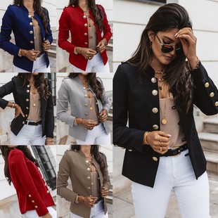 排扣小西装 修身 短外套 欧美长袖 跨境亚马逊爆款