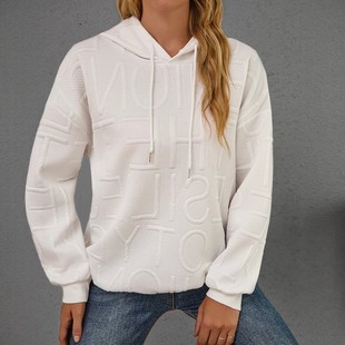 套头卫衣女 立体印花长袖 秋冬跨境欧美亚马逊新款 宽松时尚