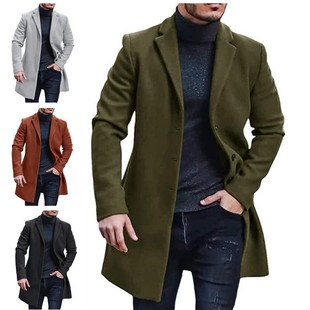 风衣外套多色多码 毛呢大衣男跨境呢子中长款 男士 欧码