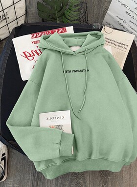 秋冬加绒加厚卫衣女学生宽松百搭潮韩版长袖上衣休闲连帽外套