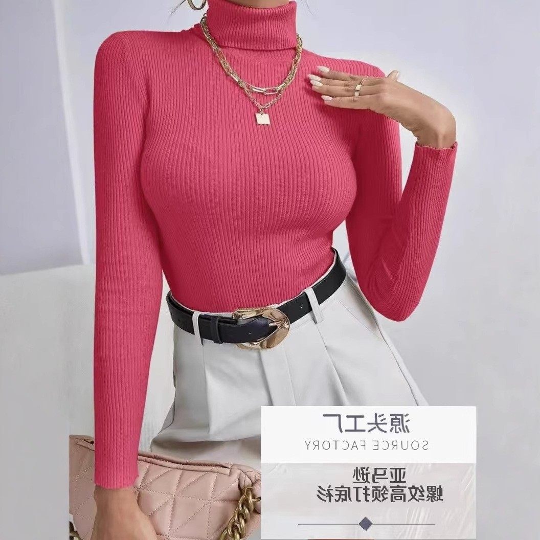 Водолазка женская 女士高领毛衣长袖打底针织衫