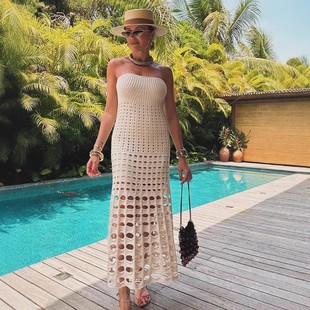 速卖通跨境欧美春夏季 抹胸一步裙海边性感紧身连衣裙 新款