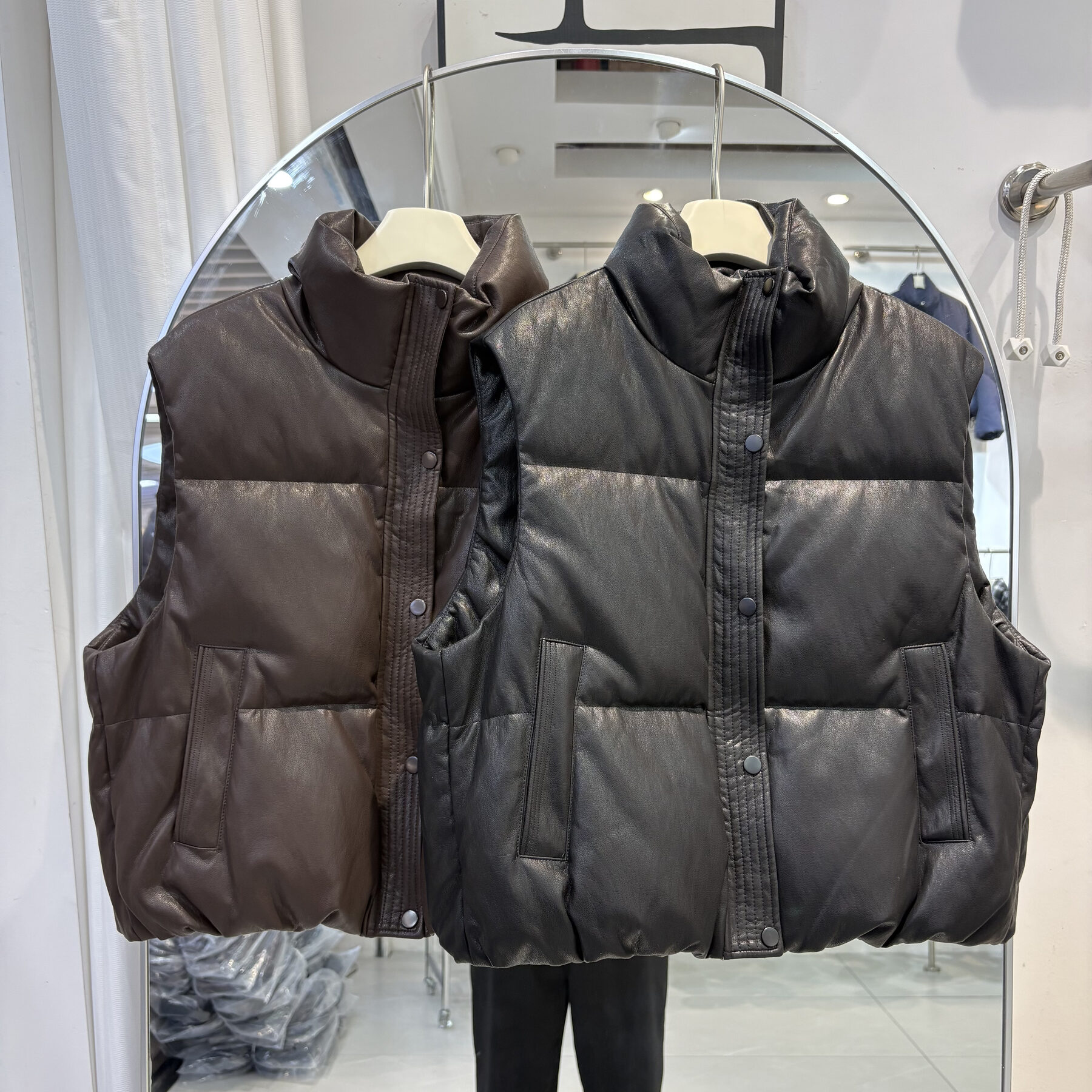 免洗蛋白皮秋冬韩版立领羽绒服女马甲短款皮背心坎肩时尚潮