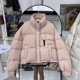 秋冬韩版宽松立领羽绒服女短款加厚保暖小个子面包服外套