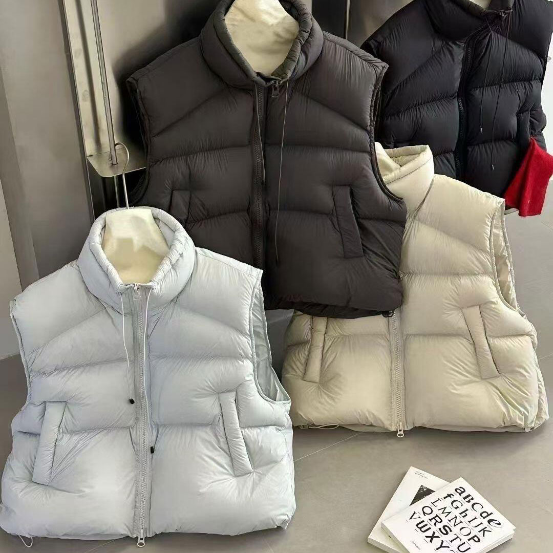 高端90绒立领羽绒服女短款马甲泡芙云朵洋气柔软保暖面包服背心