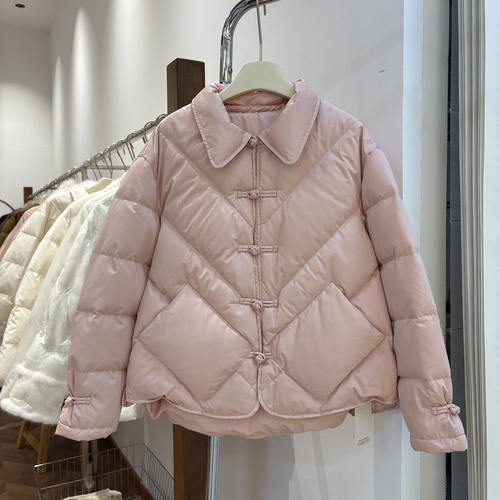 高端90绒秋冬羽绒服女短款白鸭绒保暖小个子盘扣中式国风设计外套