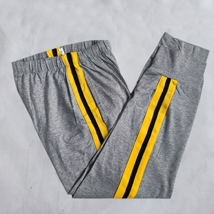 中小学生男女校服休闲运动裤浅灰收口黄宽杠压黑杠秋冬款加绒加厚