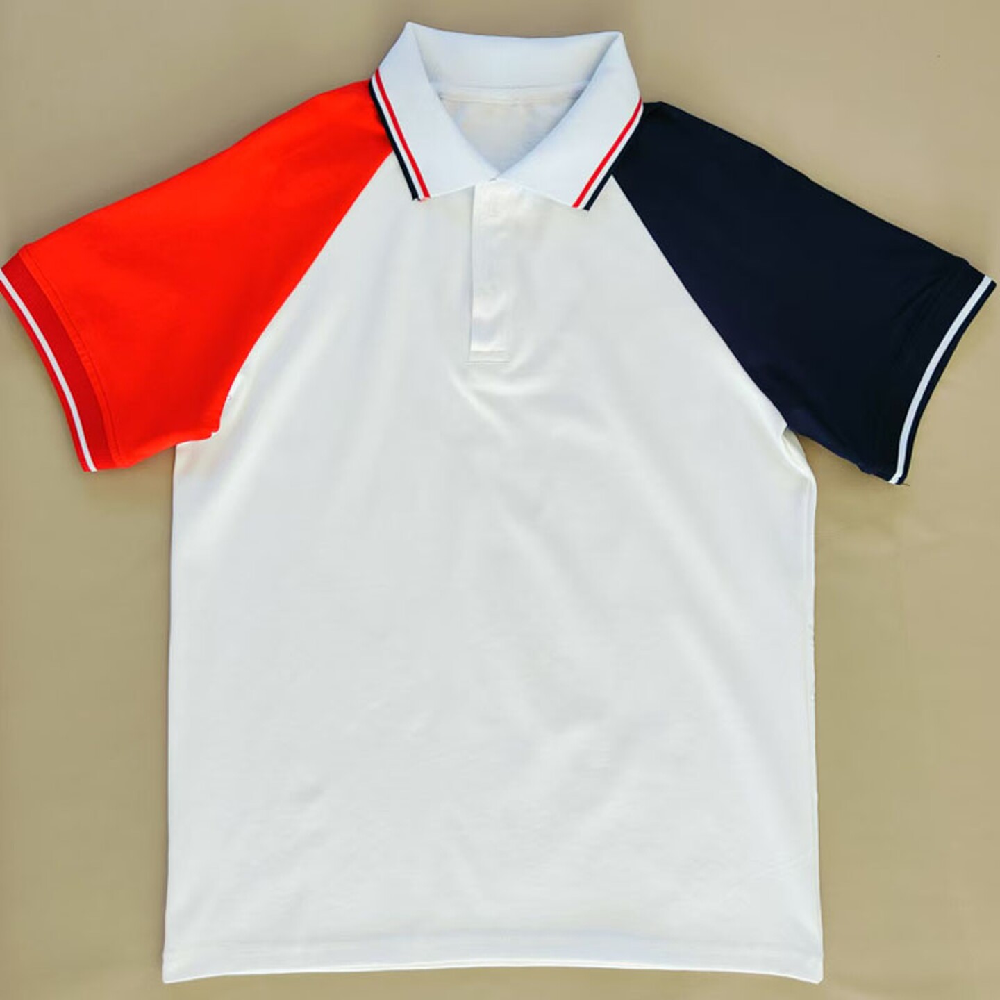 夏季白色校服短袖大红藏蓝插肩袖白领男女通用班服POLO衫上衣T恤