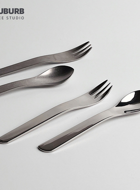 不锈钢咖啡厅甜品勺磨砂亮面 蛋糕叉水果叉冰淇淋勺 韩式创意造形