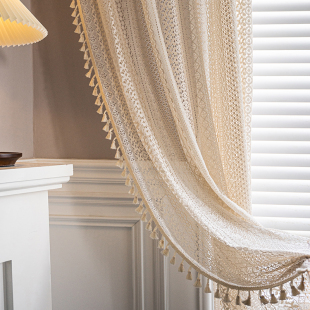 法式 门帘客厅飘窗衣帽间遮挡帘小窗户 复古蕾丝窗帘纱帘隔断帘美式