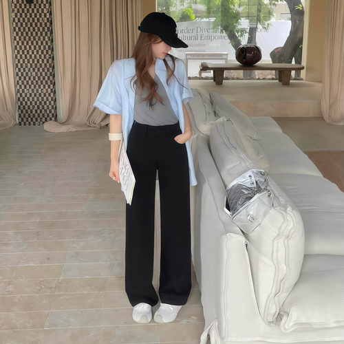 夏季薄款四面弹直筒牛仔裤女