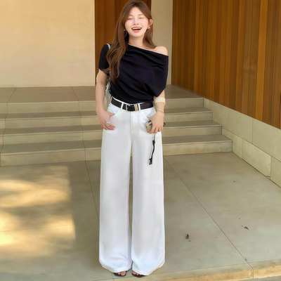 夏季莱赛尔薄款高腰直筒牛仔裤女