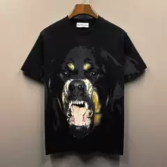 2024 Summer New Stylish Dog Head Print Pattern Round Neck T-Shirt Unisex Couple Wear Trendy Brand Short-Sleeve Tee