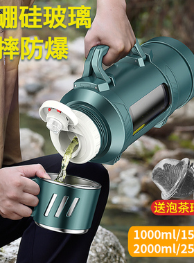 2000ml水杯大容量男士夏季运动防摔耐高温摔不烂玻璃杯子泡茶水壶
