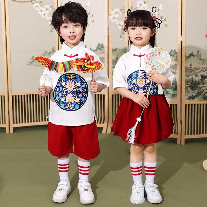 男女童中国风运动会啦啦操演出服