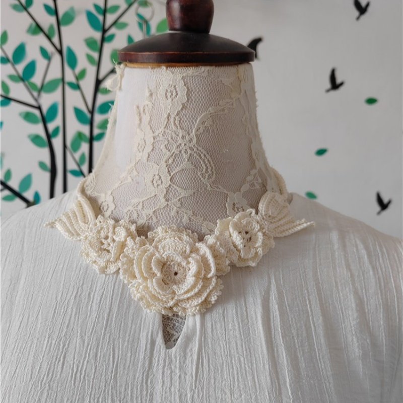 原创新款项链蕾丝线钩针白色复古花朵毛线编织修饰颈链女,饰品/流行首饰/时尚饰品新,项链,淘宝优惠券,粉丝福利购,淘宝优惠卷