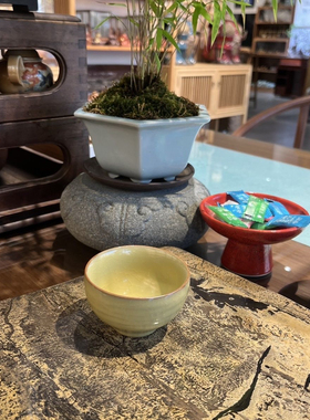 台湾元本道汝窑儒器主人杯 约60ml 觅黄色 可养可开片 不包括茶壶